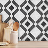 Black and White Stick On Kitchen Tiles